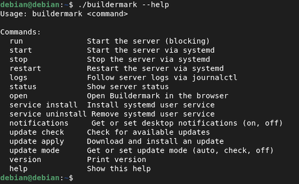 Buildermark screenshot on Linux