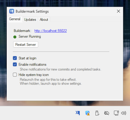 Buildermark screenshot on Windows